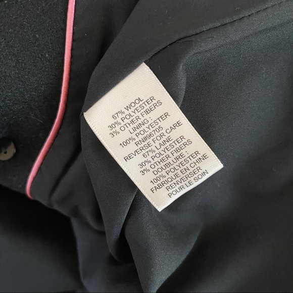 Rebecca Taylor Wool Black with Pink Swing Pea Coat - Picture 7 of 7